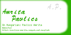 amrita pavlics business card